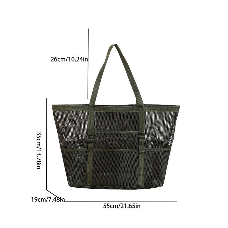 Multipocket Summer Large Beach Bag For Towels Mesh Durable Beach Bag For Toys Waterproof Underwear Pocket Beach Tote Bag