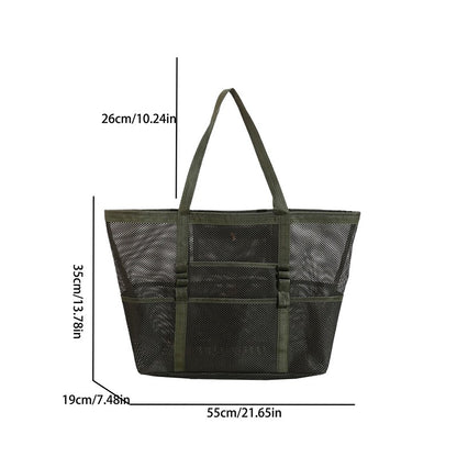 Multipocket Summer Large Beach Bag For Towels Mesh Durable Beach Bag For Toys Waterproof Underwear Pocket Beach Tote Bag