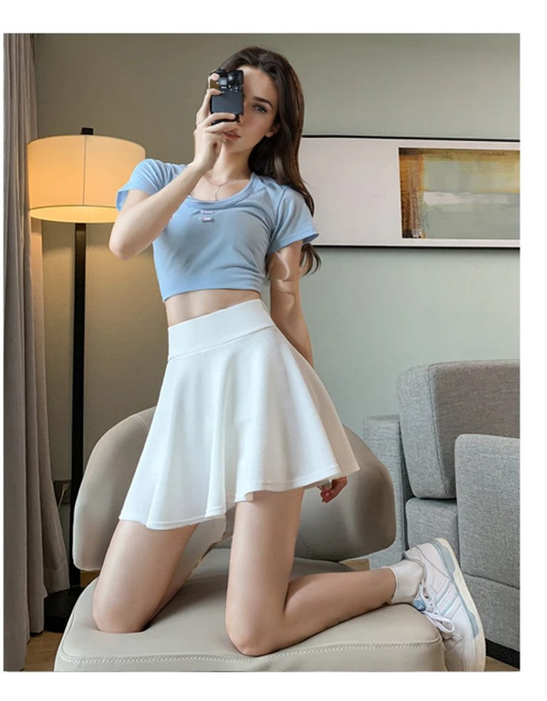 Bubble Short Skirt Women Half Skirt Anti Exposure High Waist Sun Underwear Hundred Pleats