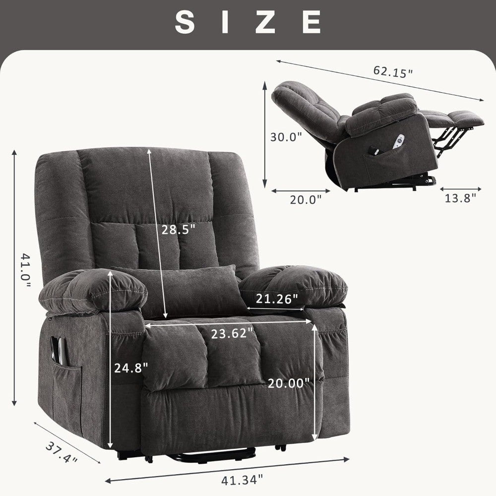 Power Lift Recliner Chair Recliners for Elderly with Heat and Massage Recliner Chair for Living Room with Infinite Position