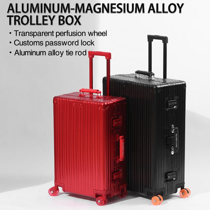 All-Aluminum Magnesium Alloy Suitcase Large-Capacity Password Luggage Infused Transparent Rolling Wheel Business Trolley Case