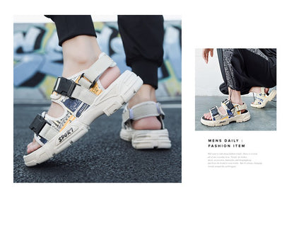 Summer Men's Sport Sandals Big Size 45 Slip on Casual Shoes for Men Outdoor Fashion Holiday Thick Sole Beach Sandals