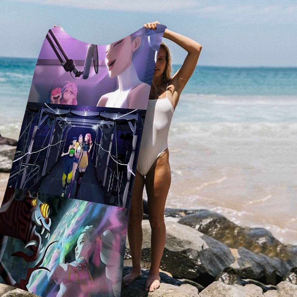 Kpop D-demon Hunters Microfiber Beach Towel Absorbent Quick Dry Soft Yoga Swimming Resort Mountain Climbing Towel