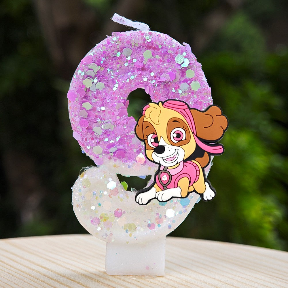 Paw Patrol Candle 0-9 Number Candle Paw Patrol Cartoon Character Party Cake Plug-in Birthday Cake Decoration Baby Shower Gift