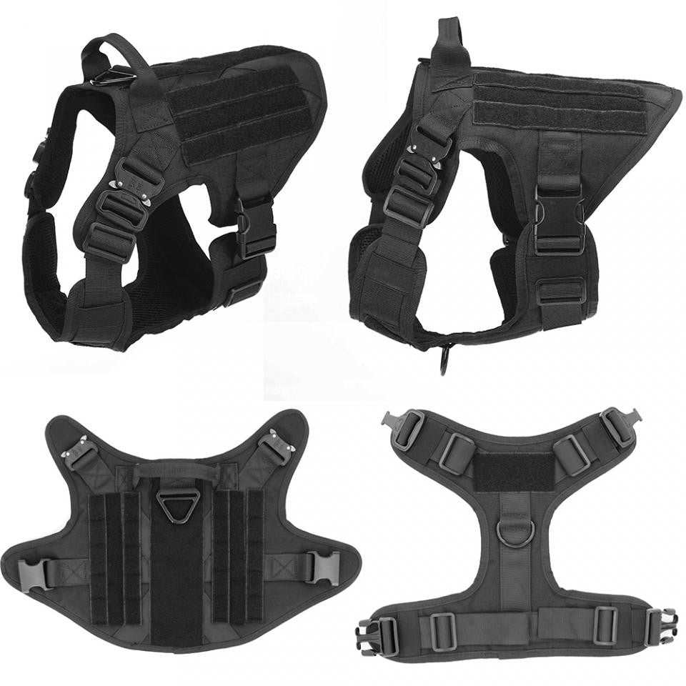Coleira Peitoral Tática para Cães com Alça e Bolsas Molle para Cães de Porte Médio e Grande, Colete Militar de Treinamento para Pets, Coleira Ajustável para Cães de Serviço