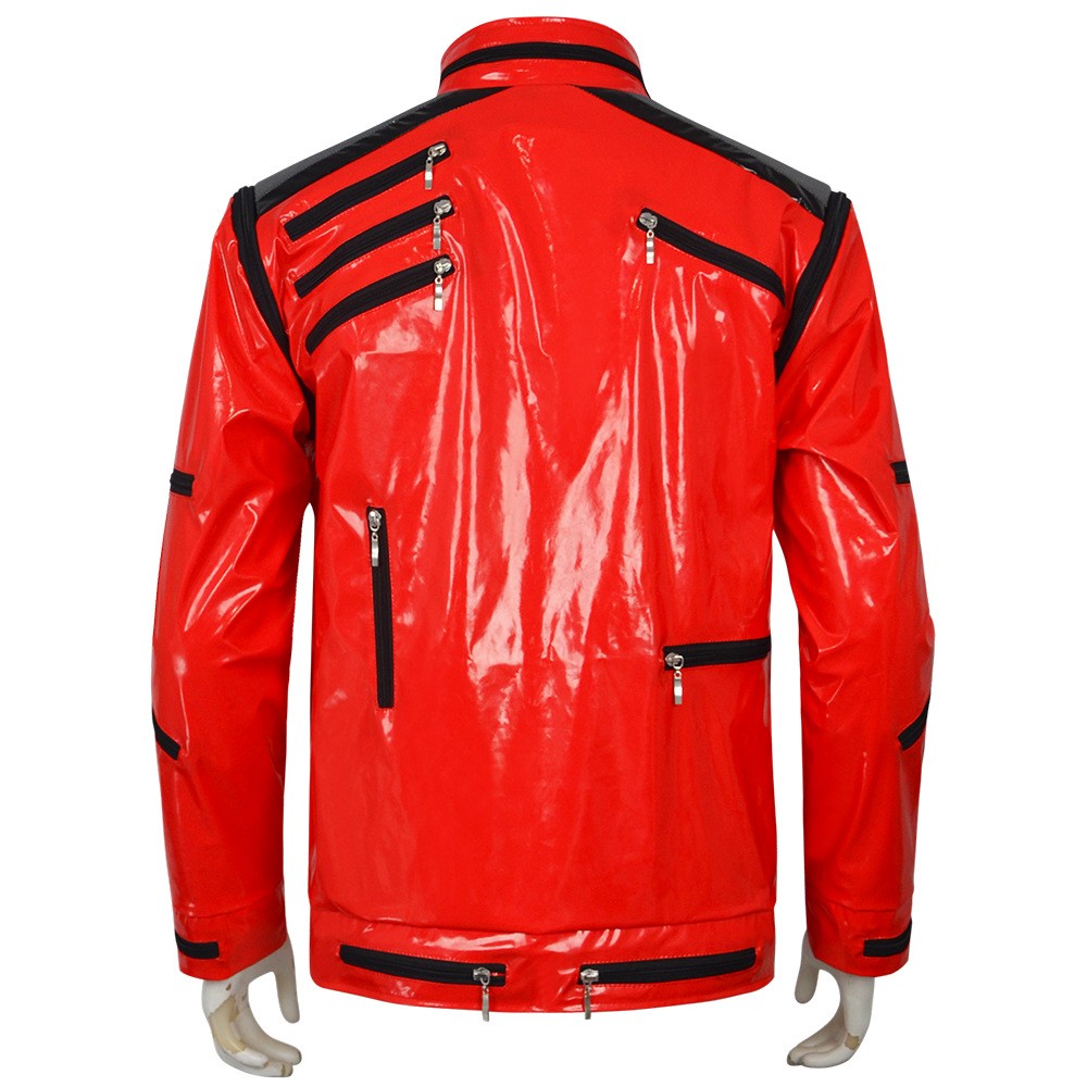 Classic Michael Joseph Jackson Leather Red Thrilling Jacket Halloween Birthday Gift Night Outwear