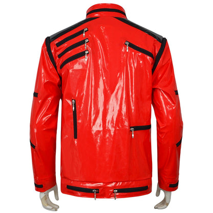 Classic Michael Joseph Jackson Leather Red Thrilling Jacket Halloween Birthday Gift Night Outwear