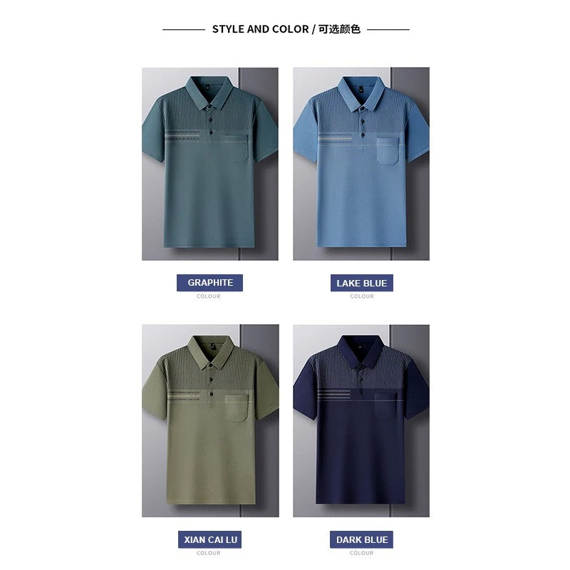 Men's Comfortable, Breathable, Fashion Versatile New Summer Cool True Pocket POLO Shirt Short Sleeve