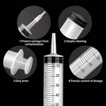 Seringa grande de 60/100/150ml com 100 cm de tubo, conversor, conjunto de tampa, injetor de jardim, para batom líquido, tinta, resina epóxi, óleo