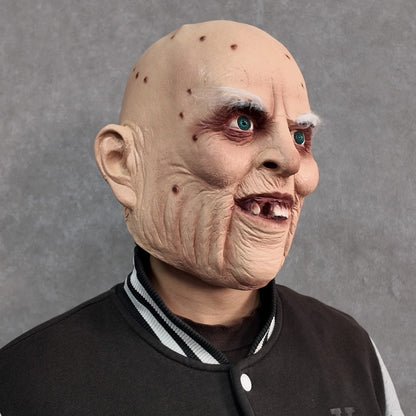 Realistic Wrinkled Old Man Horror Mask Scary Bald Head Halloween Costume Cosplay Prop Haunted House Party Accessory