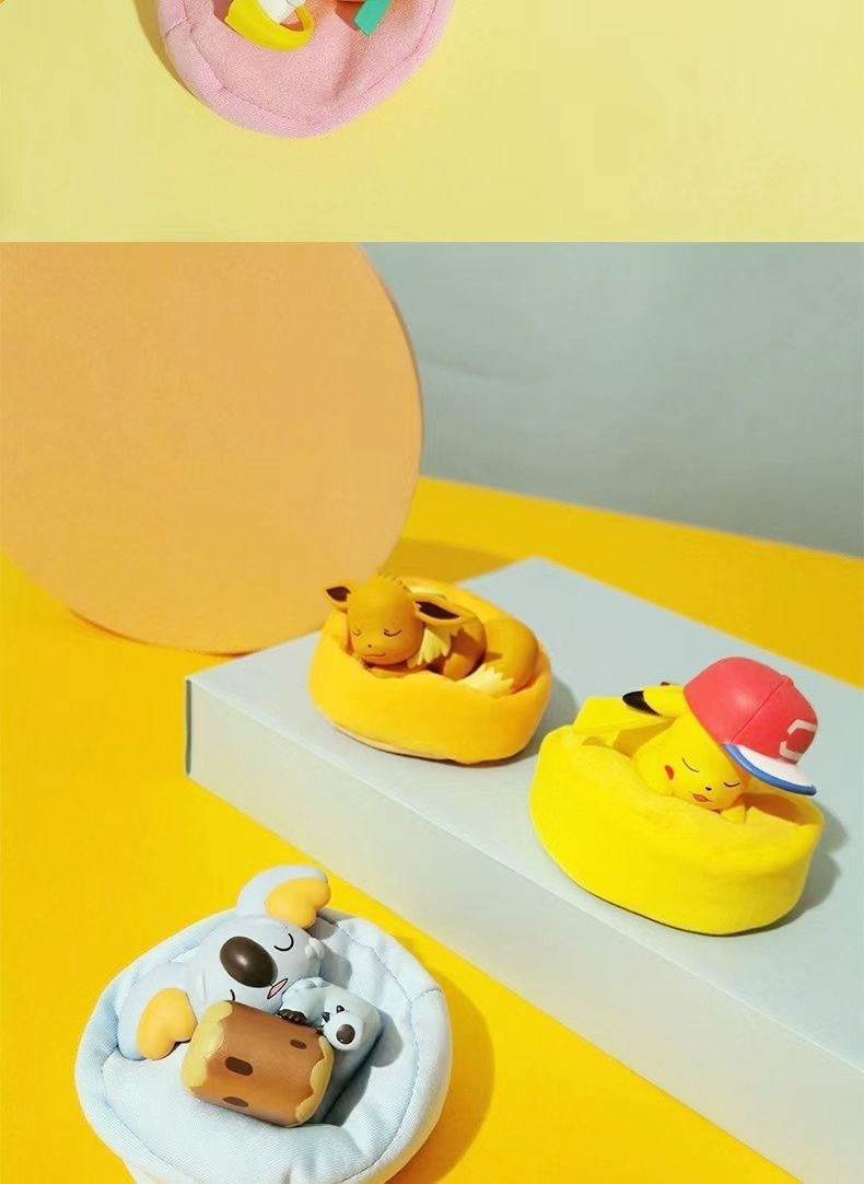 6 Pcs Anime Pokemon Model Kit Characters Figure Starry Dream Pikachu Eevee Series Car Interior Hand Sleeping Position Toys Gifts