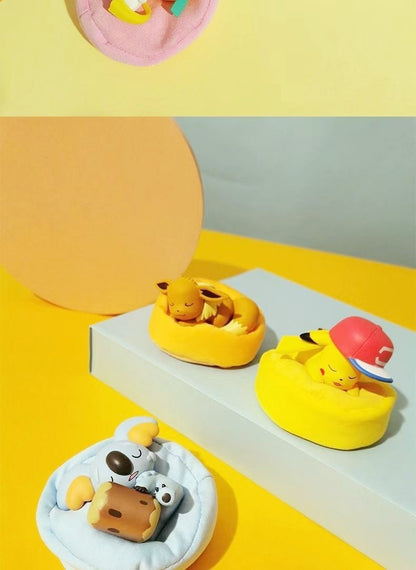 6 Pcs Anime Pokemon Model Kit Characters Figure Starry Dream Pikachu Eevee Series Car Interior Hand Sleeping Position Toys Gifts