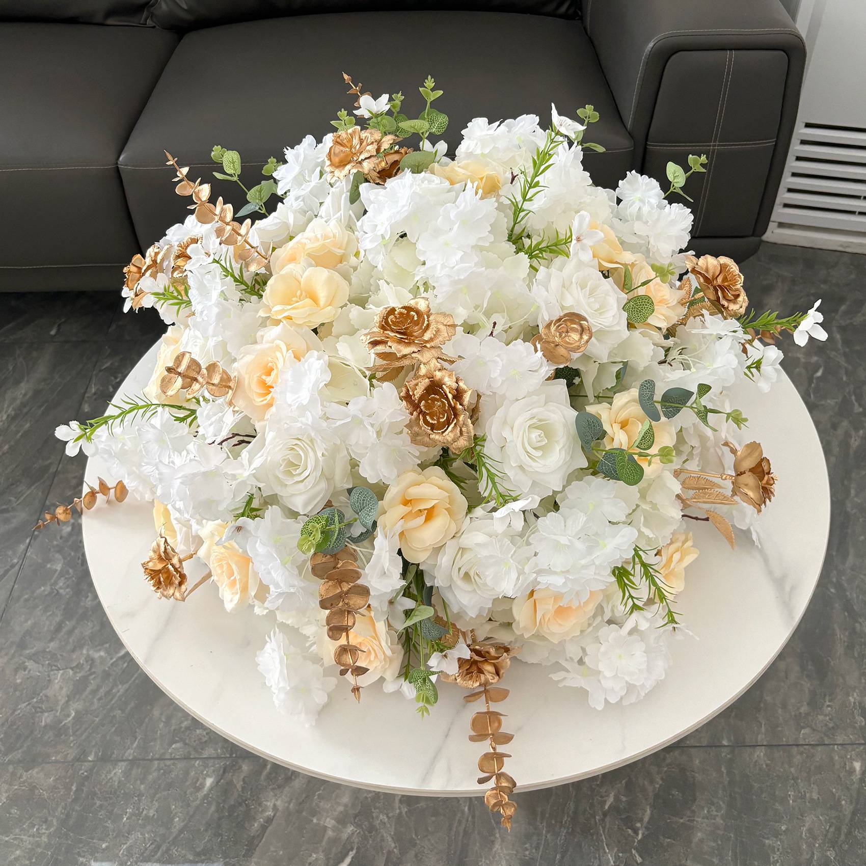 30-70cm Artificial White Rose Flower Ball, Wedding Reception Table Centerpieces, Floral Arrangement for Party Event Decor