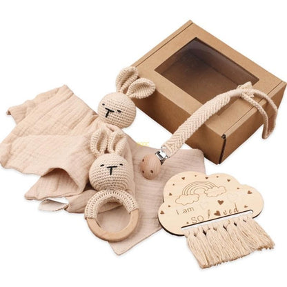 5Pcs Baby Soothing Doll Toy Burp Cloth Pacifier Chain and Teether with Tassels Board for Comfortable Teeth Care