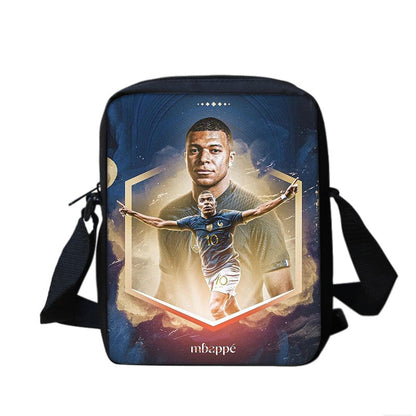M-Mbappe Conjunto de 3 Peças Bolsa Escolar Mochila Esportiva de Futebol com Bolsas de Ombro Estojo para Canetas Mochila Escolar Jogador Estrela para Melhor Presente