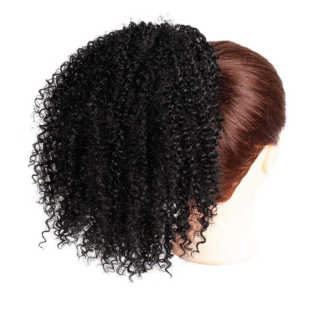 Extensões de Cabelo Afro Crespo Cacheado Rabo de Cavalo com Cordão Clip-in Extensões de Cabelo Humano Rabo de Cavalo Peças de Cabelo Crespo Cacheado Mongol