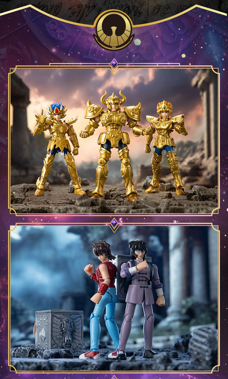 Blokees Galaxy Versão Gold Saint Boneco de Ação Libra Dohko Sagitário Campeão Seiya Mu Aiolia Brinquedos de Montar Presente Infantil