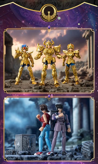 Blokees Galaxy Versão Gold Saint Boneco de Ação Libra Dohko Sagitário Campeão Seiya Mu Aiolia Brinquedos de Montar Presente Infantil