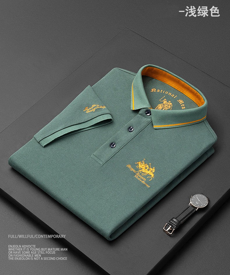 Summer New Embroidered Cotton Short Sleeved Polo Shirt for Men's Fashion, Casual, Comfortable, and Breathable T-shirt Top