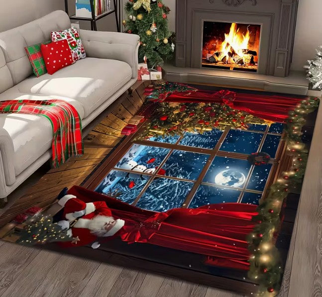 Santa Claus Christmas Carpet Indoor Door Mat Suitable for Living Room and Bedroom Holiday Decoration Holiday Home Decoration