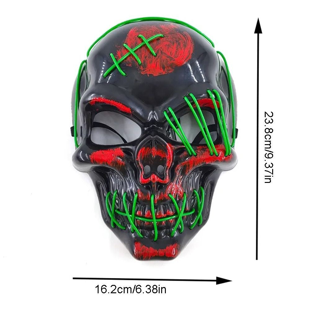 Gothic Halloween Skull Glowing Mask PP Cold Light Full Face Mask Headwear Eye Mask Costume Props Show