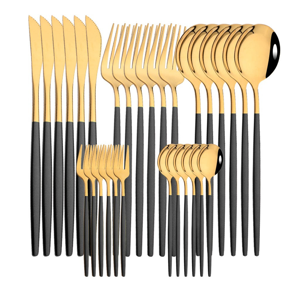 6Set/30Pcs Pink Silver Dinnerware Set Stainless Steel Knife Ckae Fork Spoon Cutlery Set Tableware Silverware Set Dropshipping
