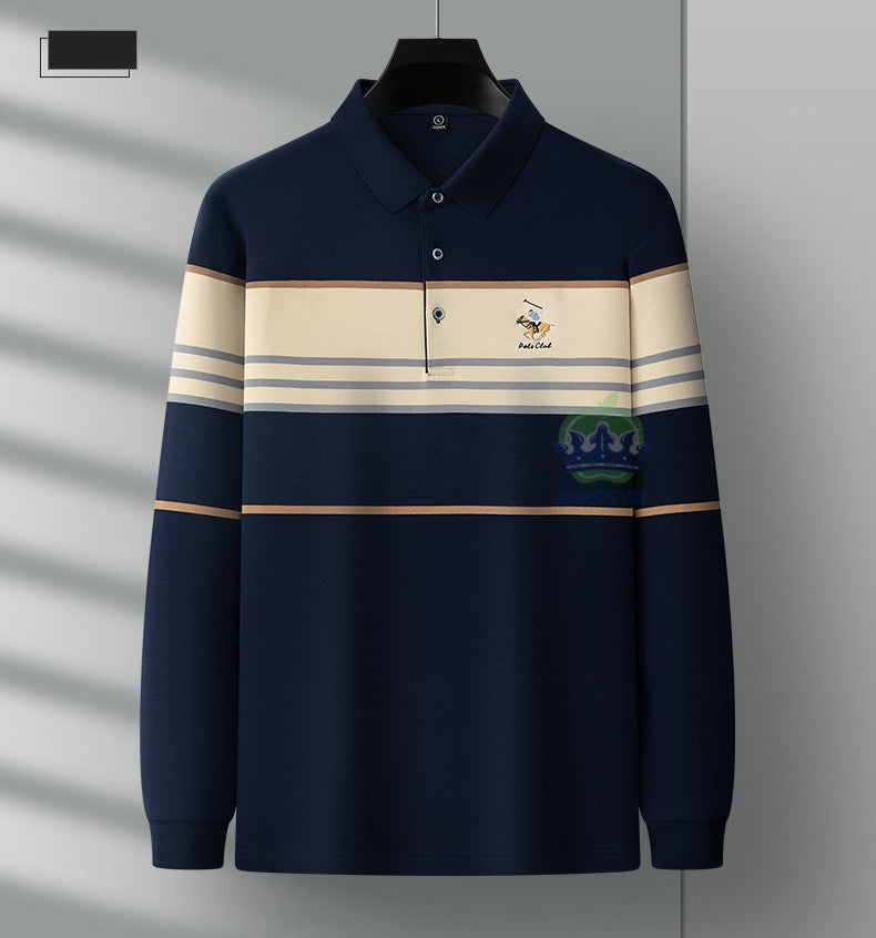 Luxury Embroidery Autumn Winter Men's Long-Sleeved Polo Shirt 100%Cotton Hip-Hop Harajuku Lapel Full-Sleeved polo Tops Male 3XL