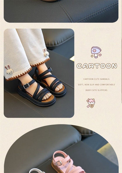 Breathable Lightweight Girls Sandals Summer Casual Children Sandal Girl Baby Flat Shoes Fashion Casual Non Slip Kids Beach Shoes