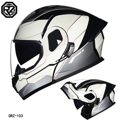 Capacete modular articulado de motocicleta de alta qualidade ORZ, material ABS, lente dupla, capacete integral, lote DOT