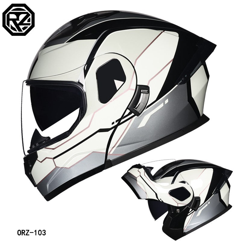 Capacete modular articulado de motocicleta de alta qualidade ORZ, material ABS, lente dupla, capacete integral, lote DOT