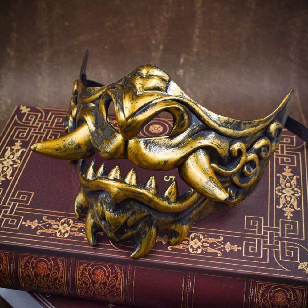 Creative Half Face Cosplay Red Prajna Mask Spooky Funny Samurai Cosplay Mask 3D Masquerade Japanese Mask Toy Children's Toys