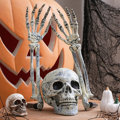 Decorações de Halloween para Casa Crânio Esqueleto Adereços de Terror para Exterior Caveira e Mãos Realistas para Jardim Brincadeiras Festas e Suprimentos