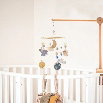Baby Rattle Toy Bed Bell Bracket Wooden Mobile 0-12 Months Newborn Crochet Bed Bell Hanging Toys Holder Bracket Infant Crib Gift