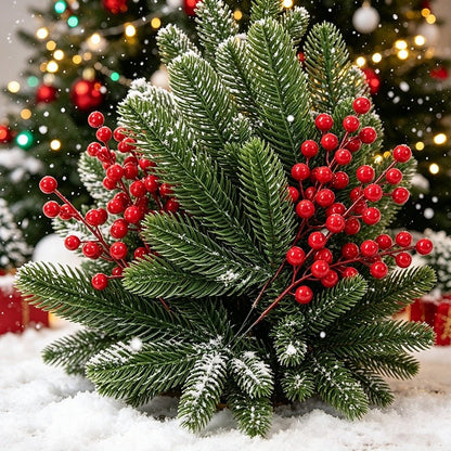10Pcs Artificial Pine Branches Holly Berries Red Berry Branches for Xmas Tree Decor Wreath Navidad Gift Christmas Decoration