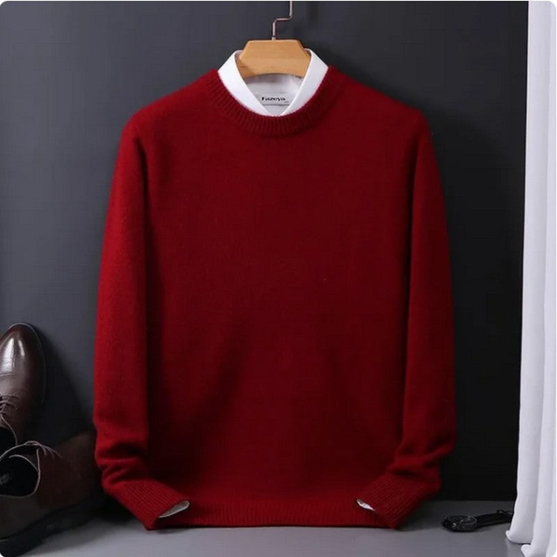 2024 Cashmere Sweater O-neck Pullovers Men's Loose Oversized M-3XL Knitted Bottom Shirt Autumn Winter New Korean Casual Men Top