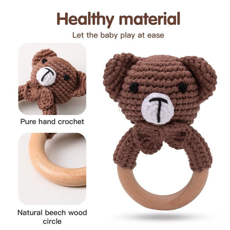 Brinquedos de Crochê para Bebês Chocalho de Animal Desenho Animado Chocalhos Musicais para Bebês Chocalho de Dentista Kawaii Brinquedo de Bebê 0-12 Meses Brinquedos Montessori