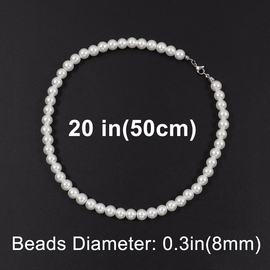 Colar Elegante de Pérola Branca Artificial 1 Peça Gargantilha Corrente de Contas para Homens e Mulheres Presente de Joia da Moda