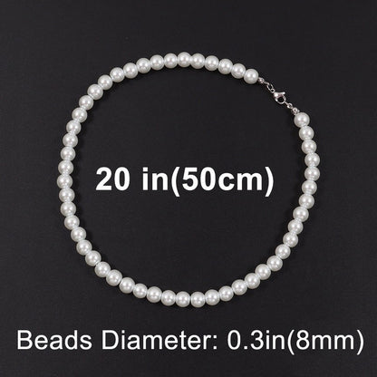 Colar Elegante de Pérola Branca Artificial 1 Peça Gargantilha Corrente de Contas para Homens e Mulheres Presente de Joia da Moda