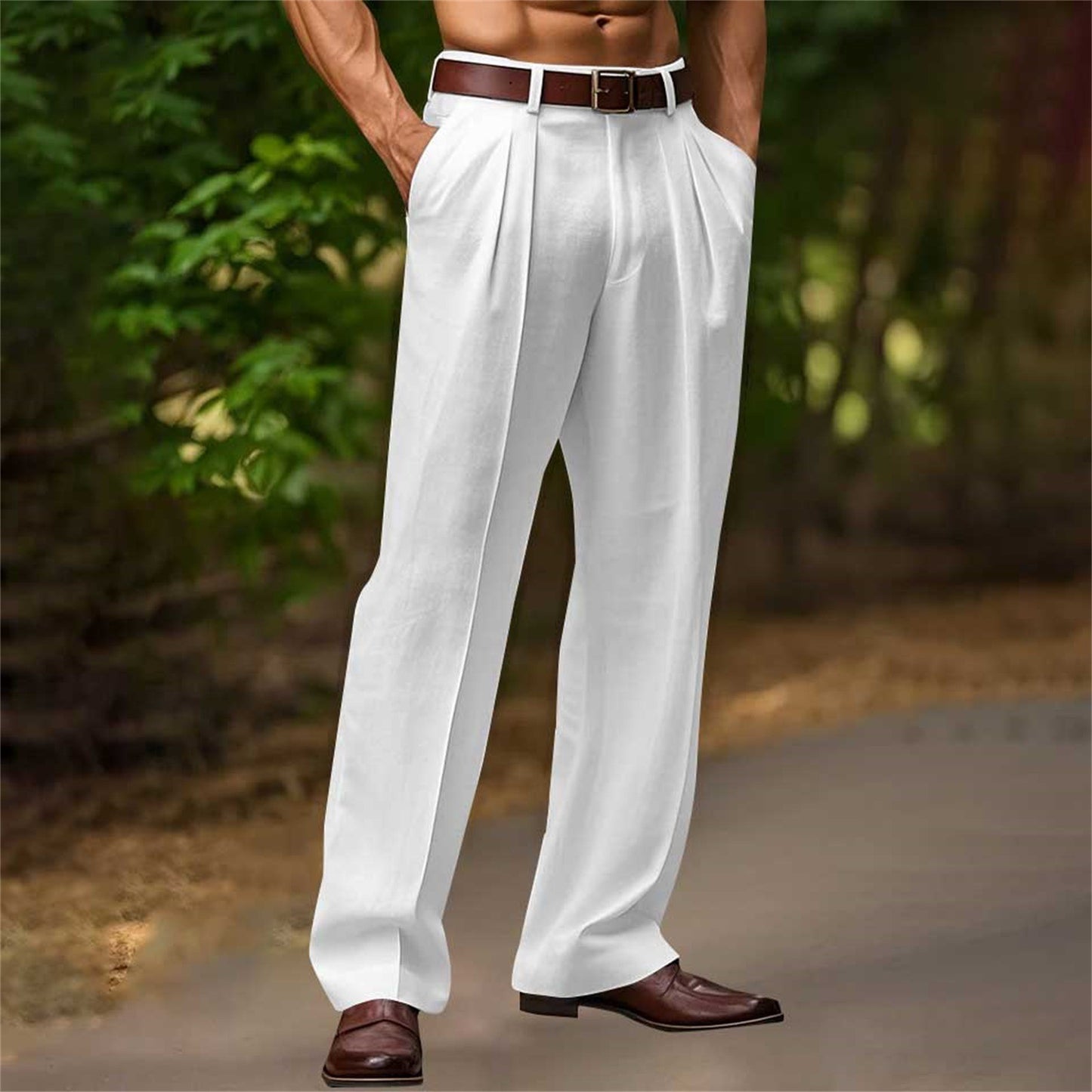 2026 Men's Stand Pocket Casual Linen Pants Solid White Gray Trouser Plus Size 3xl Mens Elegant Fashion Sweatpants Men Streetwear