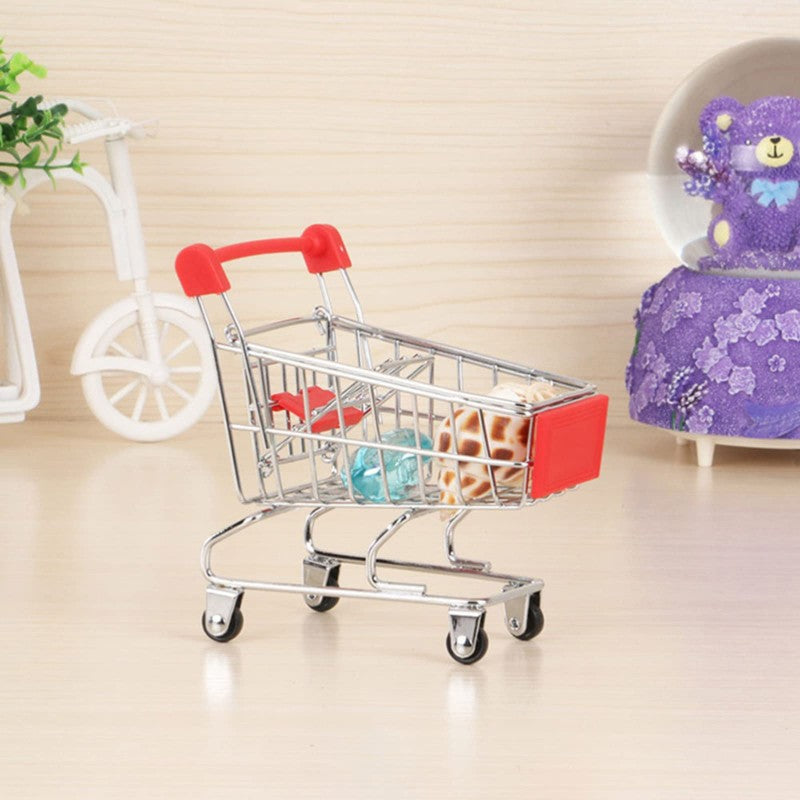 Mini Supermarket Shopping Trolley Cart Desktop Model Children's Toys Home Decoration Miniature