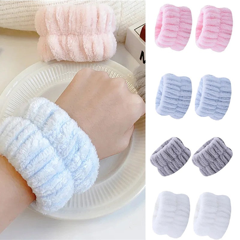 Wrist Washing Belt Soft Cotton Towel Face Wash Absorbent and Moisture-proof Hand Towel Wrist Wash with Coral Fleece Splash Proof