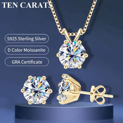Brincos de Tarraxa de Moissanita TEN CARATS para Mulheres, Cor D VVS1, Prata Esterlina S925, Joia de Luxo para Presente com Certificado GRA