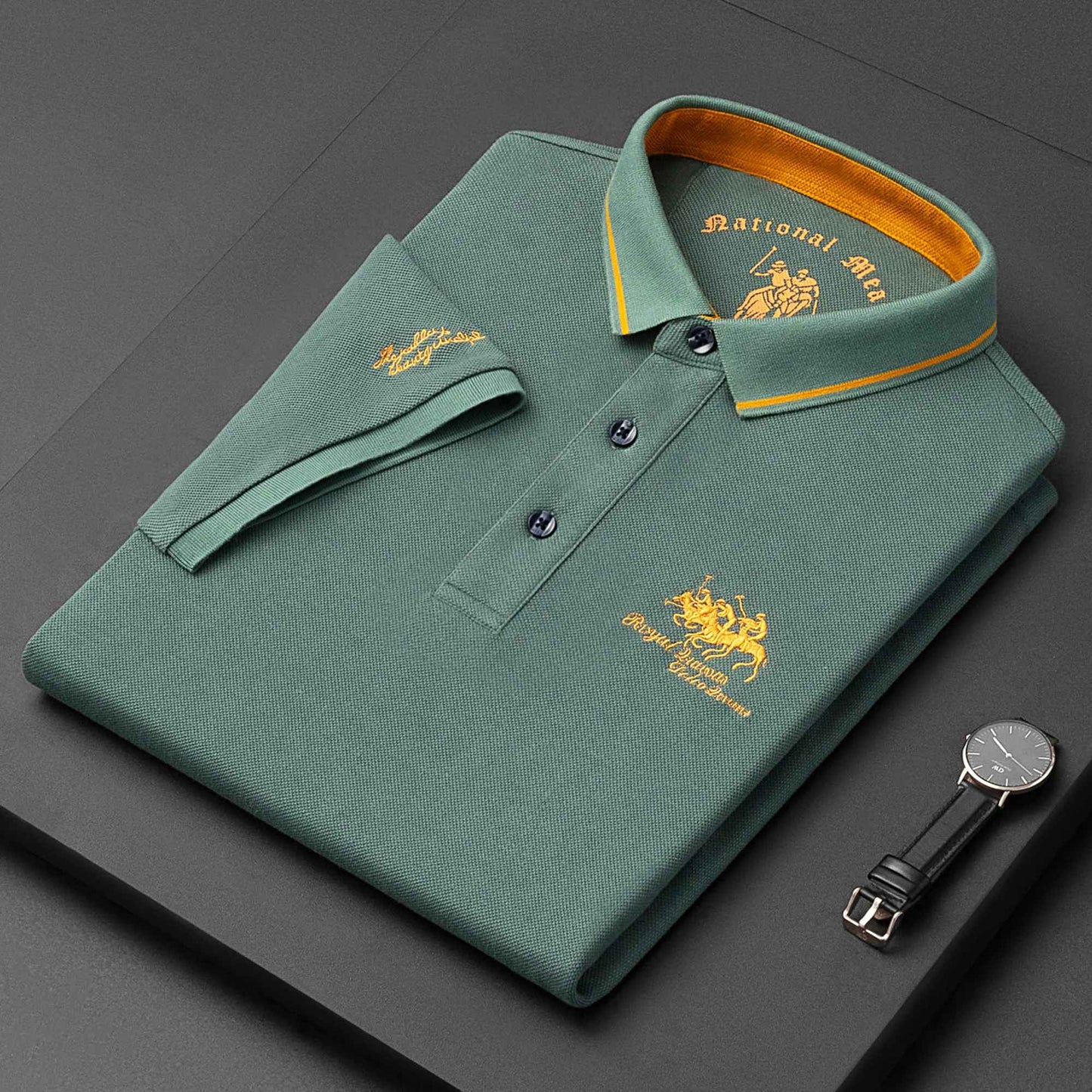 Summer New Embroidered Cotton Short Sleeved Polo Shirt for Men's Fashion, Casual, Comfortable, and Breathable T-shirt Top