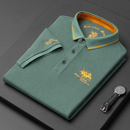 Summer New Embroidered Cotton Short Sleeved Polo Shirt for Men's Fashion, Casual, Comfortable, and Breathable T-shirt Top