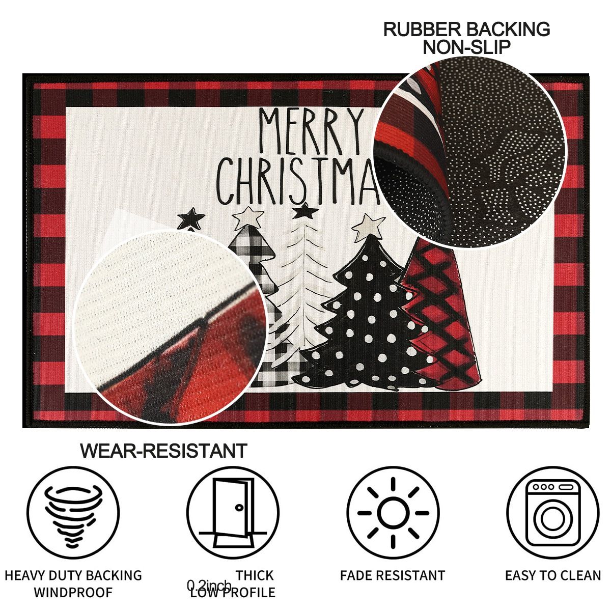 60/80/120CM Christmas Elk Floor Mat Xmas Tree Kitchen Rug Doormat Home Decor Navidad Natal Christmas Decorations For Home 2025