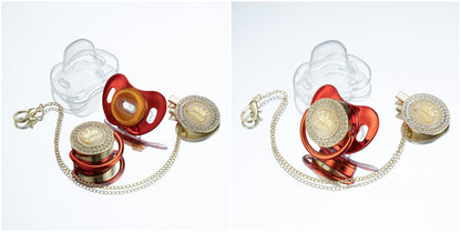 Miyocar Bling Custom Pure Green Pacifiers Bring 3 Replacement Silicone Teat Include All Size for Boy Girl Baby Shower Gift