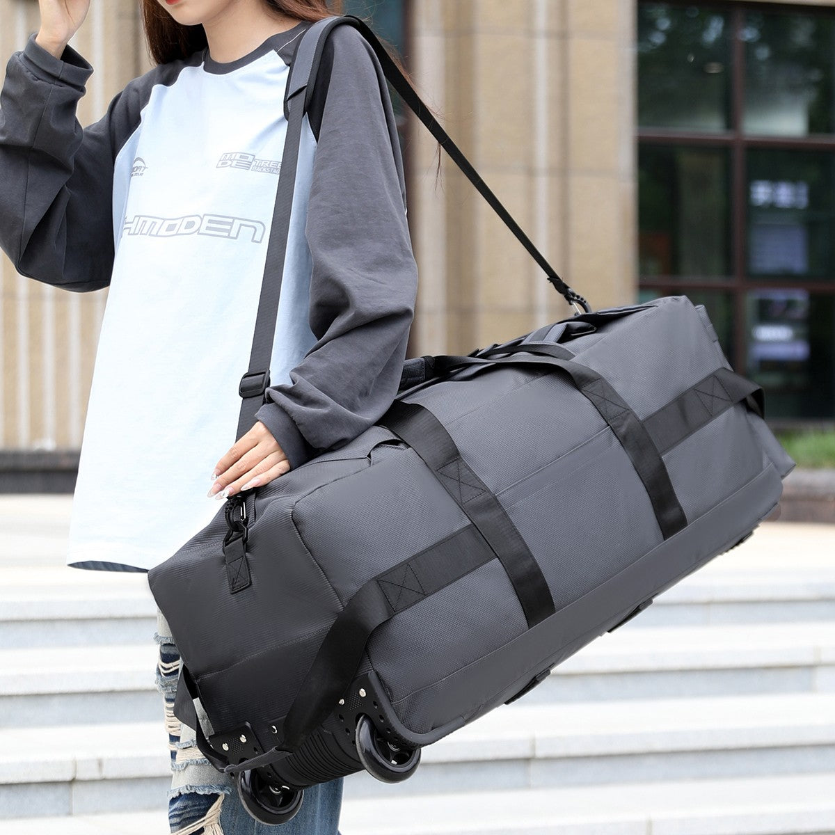 Travel Bag, Large-Capacity Handbag, Portable Outdoor Hand Luggage, Roller Travel Bag, Convenient and Practical Unisex Duffel Bag