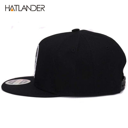 [HATLANDER]Bonés de beisebol Bordado Caveira, bonés de hip hop snapback aba reta, gorras com ossos, bonés esportivos snapback para homens, mulheres, unissex