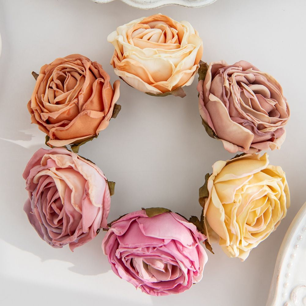 Artificial Flower Burned Edge Rose Wedding Bridal Bouquet Decor Home Outdoor Garden Festival Party Wreath Diy Ins Gift Scrapbook