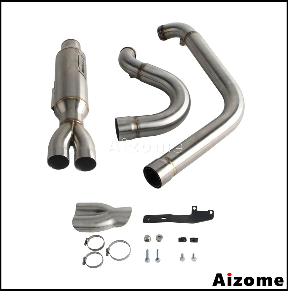 Motorcycle Racing 2-in-1 Exhaust Muffler 2.2" TIG Welded For Harley Dyna Fat Bob Street Bob Low Rider Super Wide Glide 2006-2017
